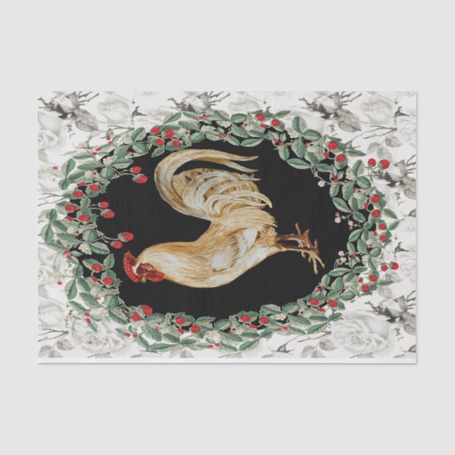 Strawberry Rooster Two Seidenpapier (Vorderseite)