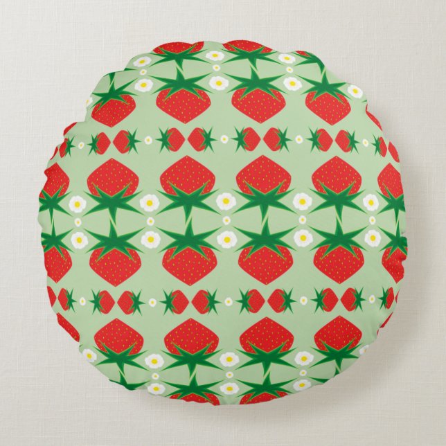 Strawberry Round Throw Kissen (Vorderseite)
