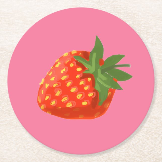 Strawberry Runder Pappuntersetzer (Vorderseite)