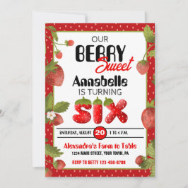 Strawberry Sechste Geburtstagsparty Einladung