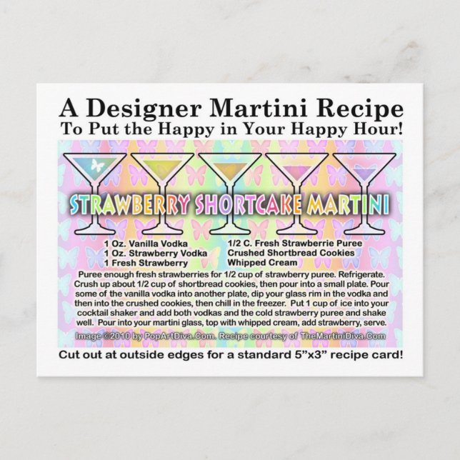 Strawberry Shortcake Martini Rezept Postkarte (Vorderseite)