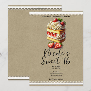 Strawberry Shortcake Sweet 16 Birthday Einladung