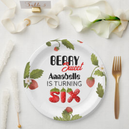 Strawberry Sixth Geburtstag Pappteller