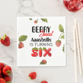 Strawberry Sixth Geburtstag Serviette
