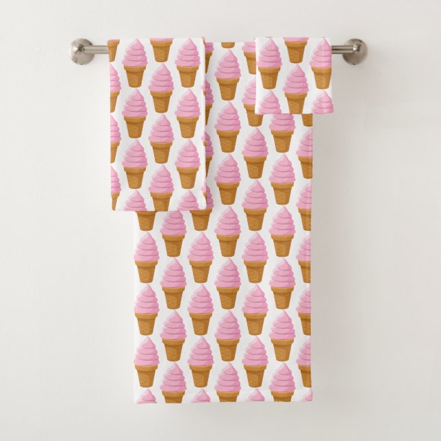 Strawberry Soft Serve Pickleball Sweet White Badhandtuch Set (Insitu)