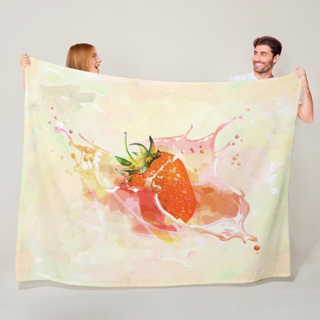 Strawberry Splash! Aquarell Fleecedecke (Beispiel)