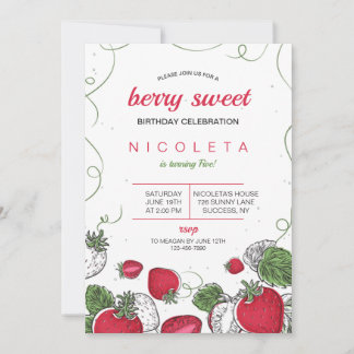 Strawberry Splash Geburtstag Einladung