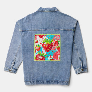 Strawberry Splash Muster Jeansjacke