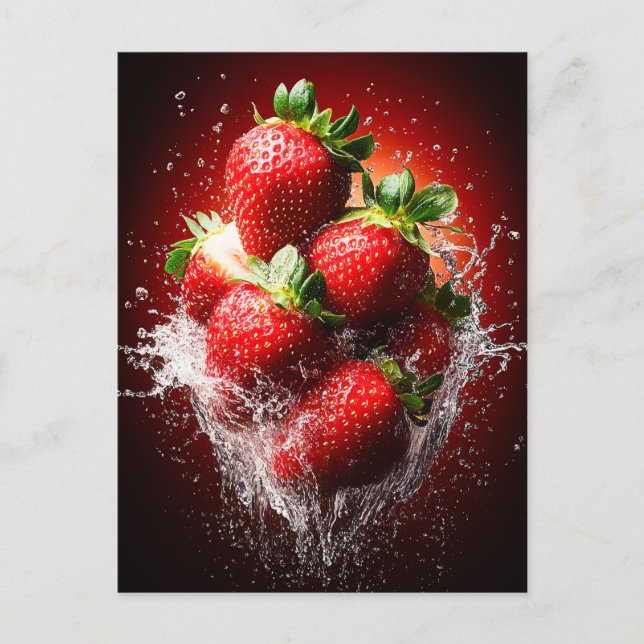 Strawberry Splash Postkarte (Vorderseite)