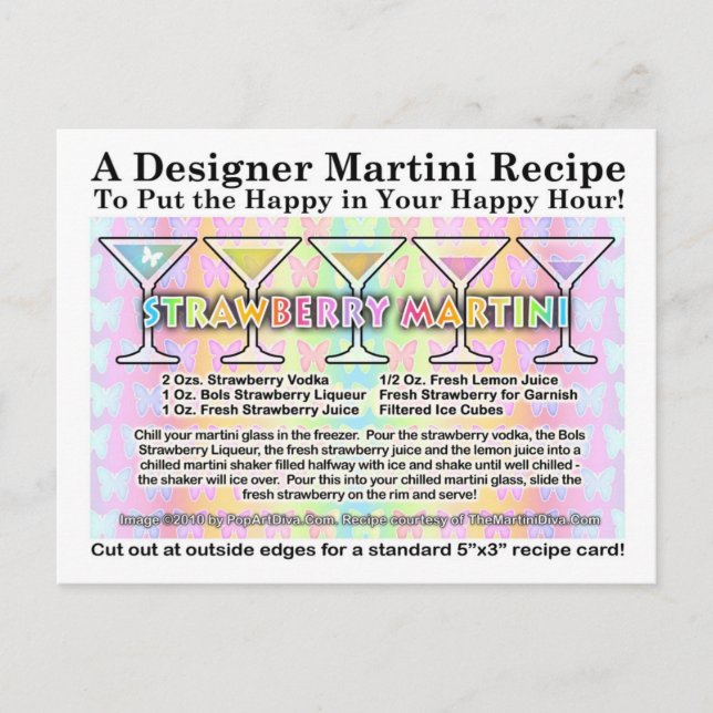 Strawberry Spring Martini Rezept Karte (Vorderseite)