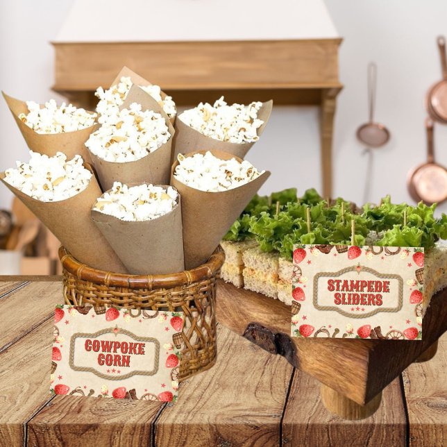 Strawberry Stampede Birthday Party Food Signs Poster (Von Creator hochgeladen)