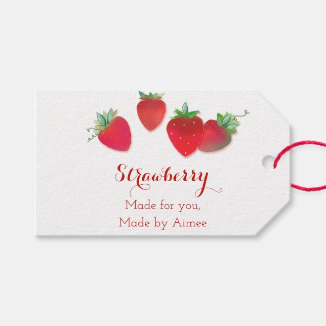 Strawberry Stems Geschenkanhänger (Vorderseite (Horizontal))
