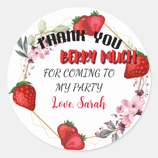 Strawberry Sticker Vielen Dank Berry Much (Vorderseite)