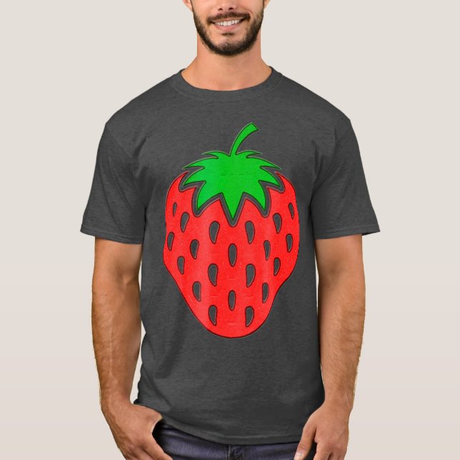Strawberry Stickerei sieht niedlich cool aus und T-Shirt (Vorderseite)