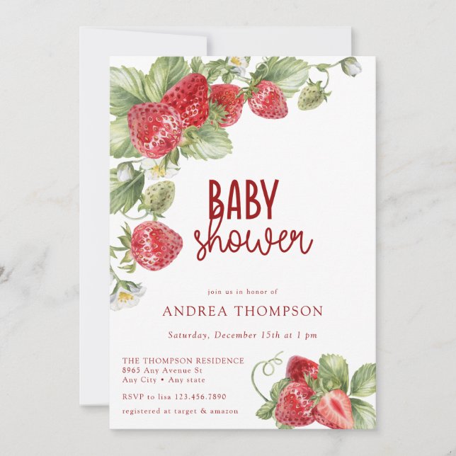 Strawberry | Summer Baby Shower Invitation (Devant)