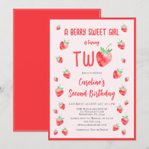 Strawberry Summer Berry Sweet Second Girl Geburtst Einladung