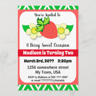 Strawberry Summer Birthday Party Einladungen