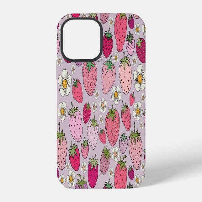 Strawberry Summer Seamless Pattern iPhone 12 Hülle (Rückseite)