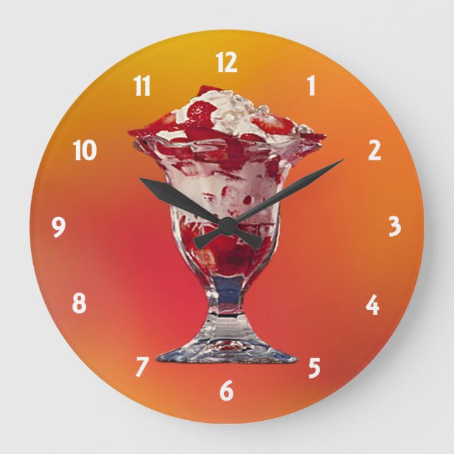 Strawberry Sundae Clock Große Wanduhr (Vorderseite)