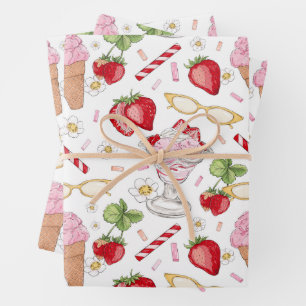 Strawberry Sundae Pattern Geschenkpapier Set