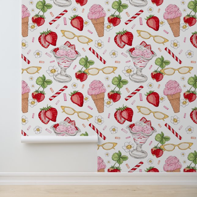 Strawberry Sundae Pattern Tapete (Anwendung)