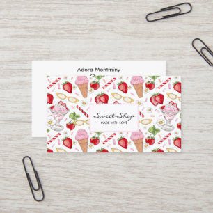 Strawberry Sundae Pattern Visitenkarte