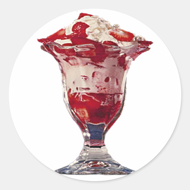 Strawberry Sundae Runder Aufkleber (Vorderseite)