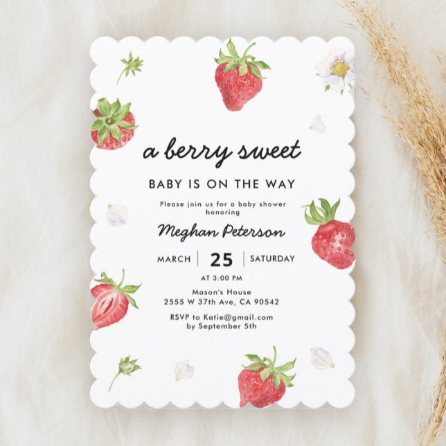 Strawberry Sweet Baby ist auf dem Weg Babydusche Einladung (Von Creator hochgeladen)