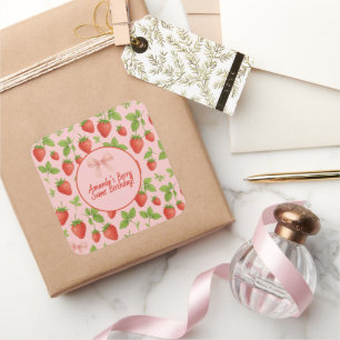 Strawberry Sweet Birthday Party - Square Sticker