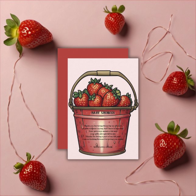 Strawberry Sweet Bucket Baby Dusche Dankeskarte (Von Creator hochgeladen)