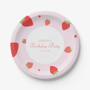 Strawberry Sweet Girly Birthday Party Pappteller