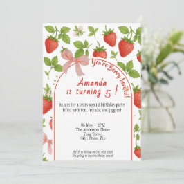 Strawberry Sweet Kindergeburtstag Einladung | Pink