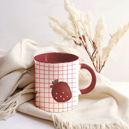 Strawberry Sweet Love – Minimal Berry Trio on Red Zweifarbige Tasse