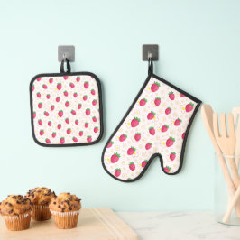 Strawberry sweet love. ofenhandschuh & Topflappen-Set