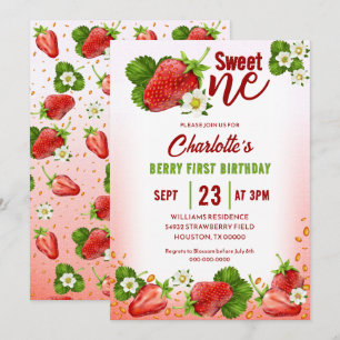 Strawberry Sweet One Einladung zum ersten Geburtst
