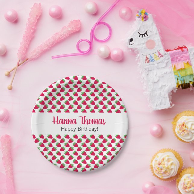 Strawberry Sweet Pattern Geburtstag Pappteller (Party)