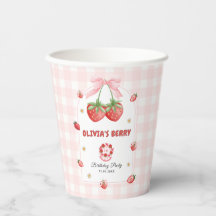 Strawberry Sweet Pink Gingham Baby Girl Birthday