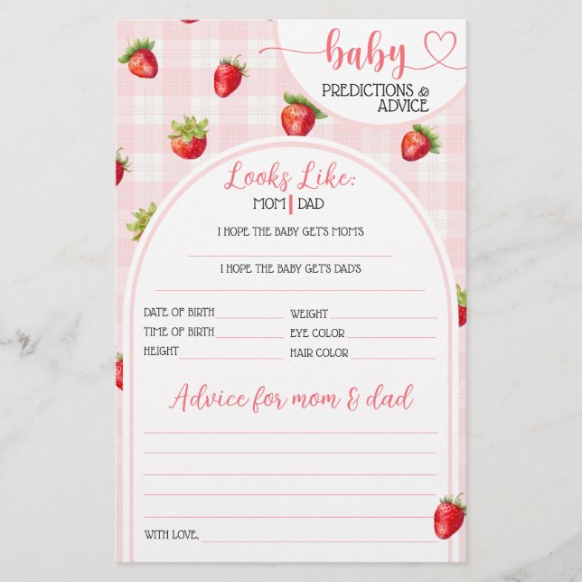 Strawberry Sweet Rustic Baby Girl Duschspiel (Vorderseite)