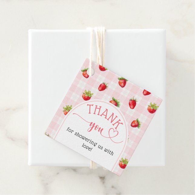 Strawberry Sweet Rustic diaper Baby Girl Dusche Geschenkanhänger (Beispiel)