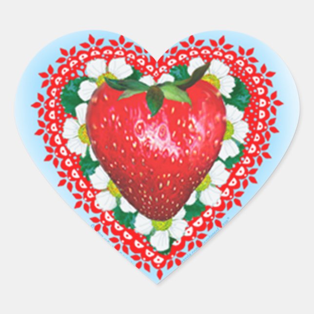 STRAWBERRY SWEETHEART VALENTINE Herz-Aufkleber (Vorderseite)
