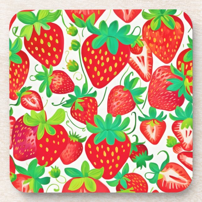 Strawberry Swirl Muster Getränkeuntersetzer (Vorderseite)