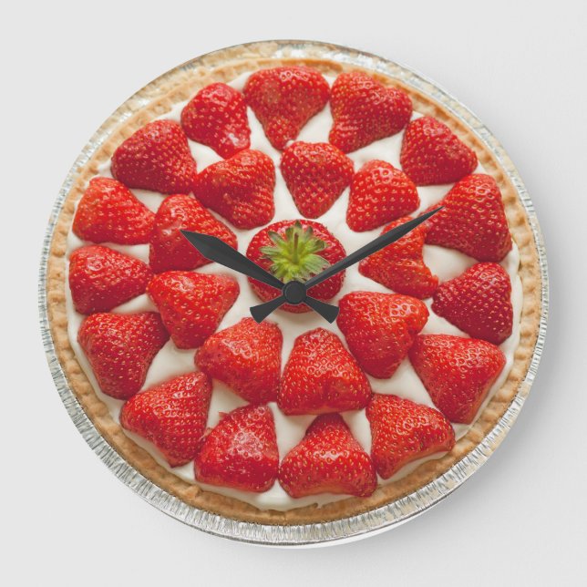 Strawberry Tart Wall Clock Große Wanduhr (Vorderseite)