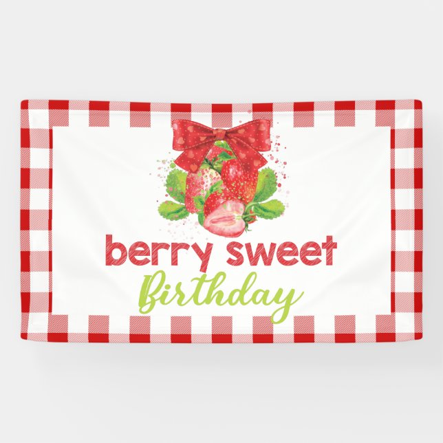 Strawberry Theme Geburtstag Banner (Horizontal)