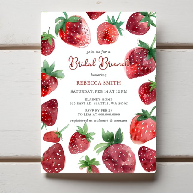 Strawberry Themed Bridal Brunch Party Einladung (Strawberry Themed Bridal Brunch Party Invitation)