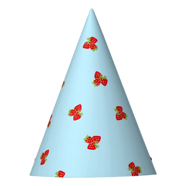 Strawberry Themed Party Hut mit blauem Hintergrund Partyhütchen (Vorderseite)