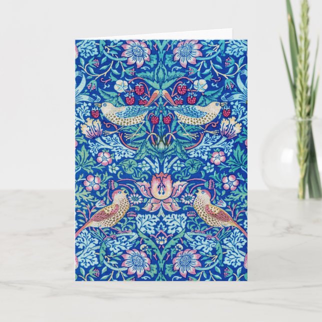 Strawberry Thief Blue, carte William Morris (Devant)