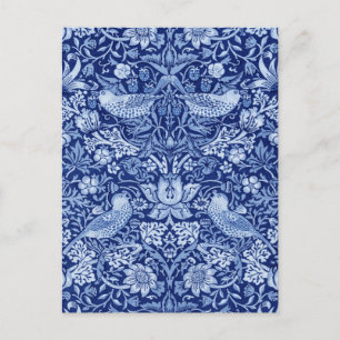 Strawberry Thief Blue Monotone, William Morris Postkarte