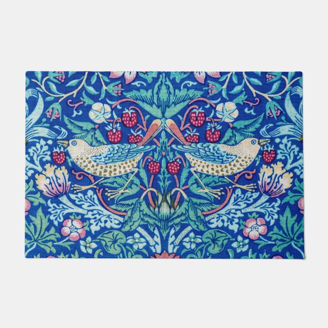 Strawberry Thief Blue, William Morris Fußmatte (Vorderseite)