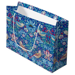 Strawberry Thief Blue, William Morris Gift Bag Große Geschenktüte