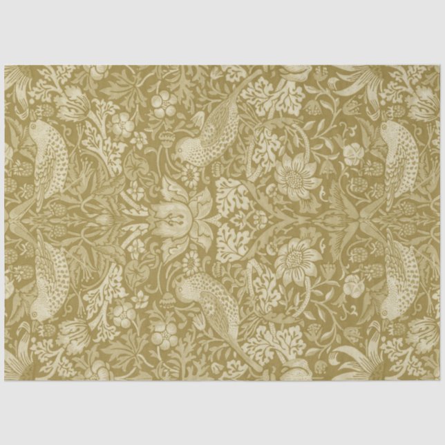 Strawberry Thief Gold, William Morris Seidenpapier (Vorderseite)